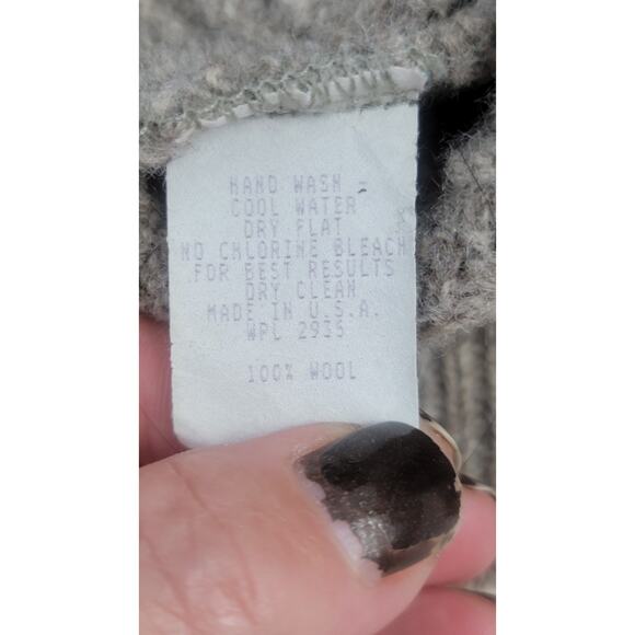 Vintage Orvis 100% Wool Sweater Vest Men's L Made in USA Beige Knit 80s 90s - Picture 8 of 10